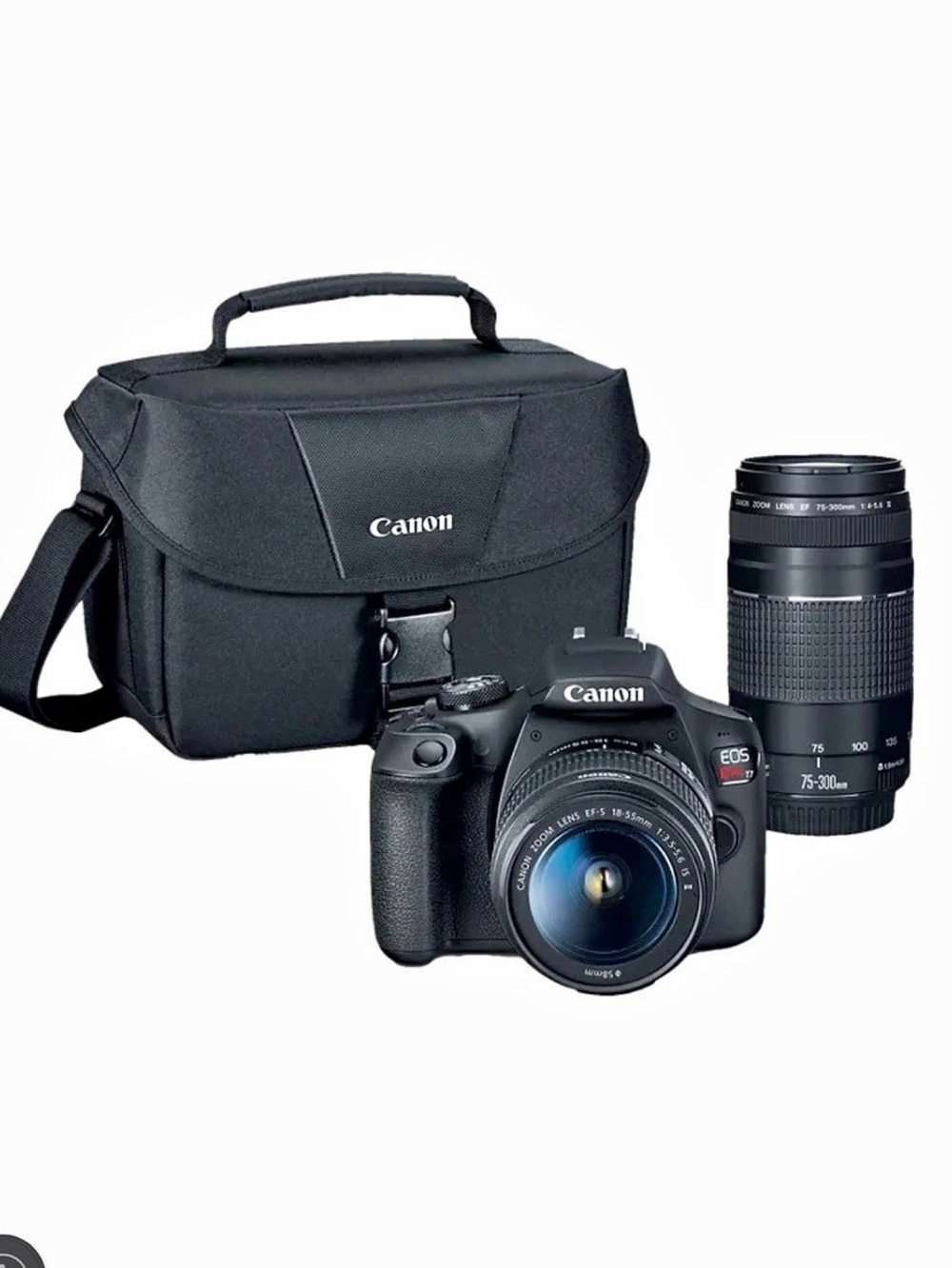 Canon EOS Rebel T7 DSLR Camera with 18-55mm and 75-300mm Lenses Two Lenses and